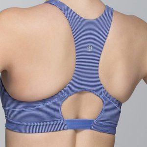 Women's Lululemon Run Top Speed Sports Bra Size 8 Striped Lilac Striped